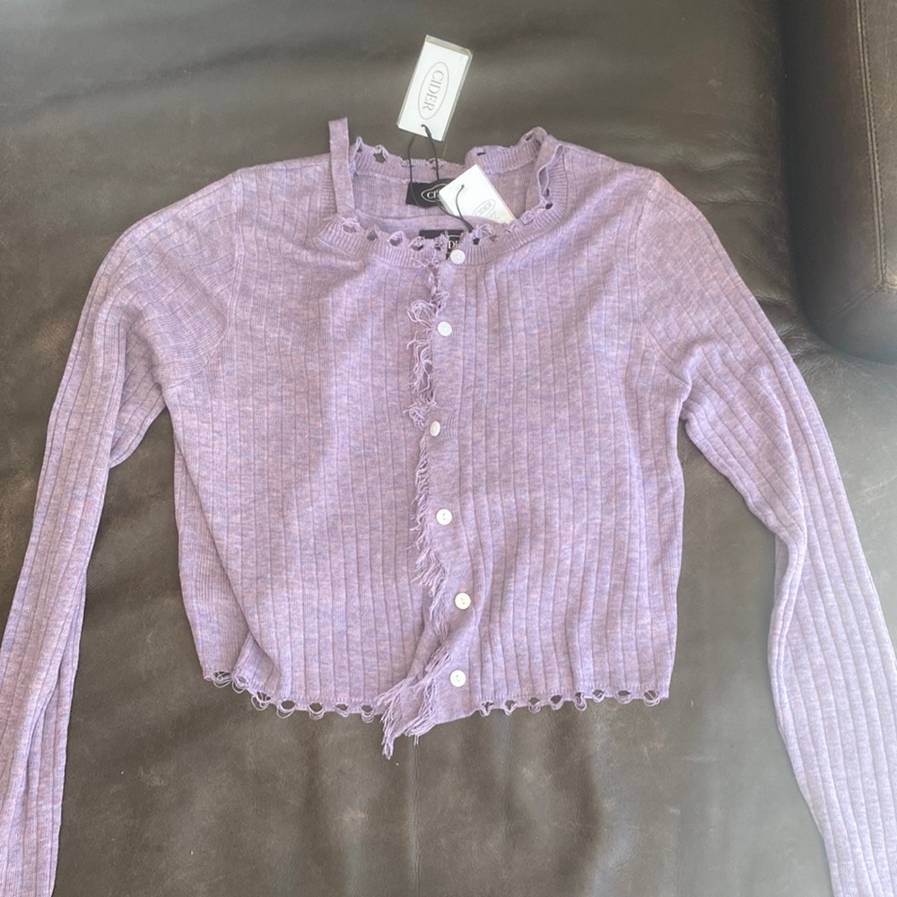 Cider-Frayed Knit Cardigan and Matching Tank Top